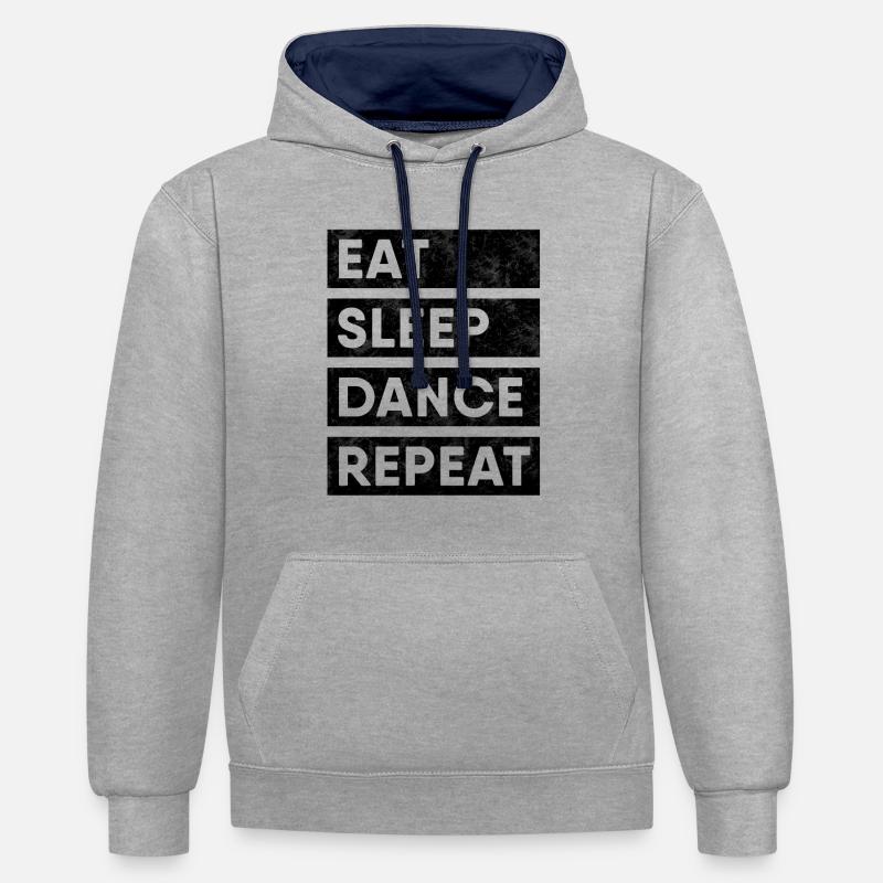 Dancers - Eat Sleep Dance Repeat - Sweat à capuche contrasté - gris chiné/bleu marine