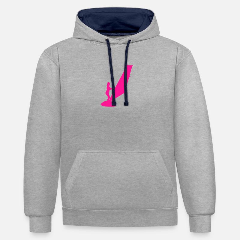 Windsurfferin Windsurf - Sweat à capuche contrasté - gris chiné/bleu marine