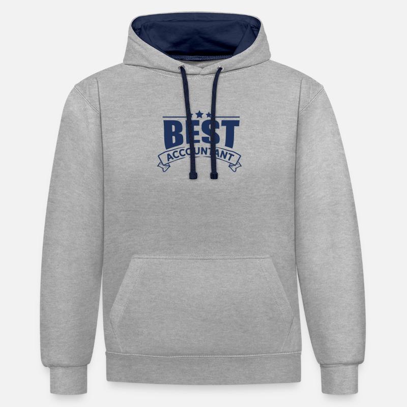 Comptable Comptable - Sweat à capuche contrasté - gris chiné/bleu marine