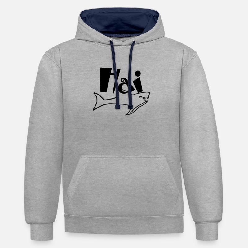 Shark, cadeau de requin - Sweat à capuche contrasté - gris chiné/bleu marine