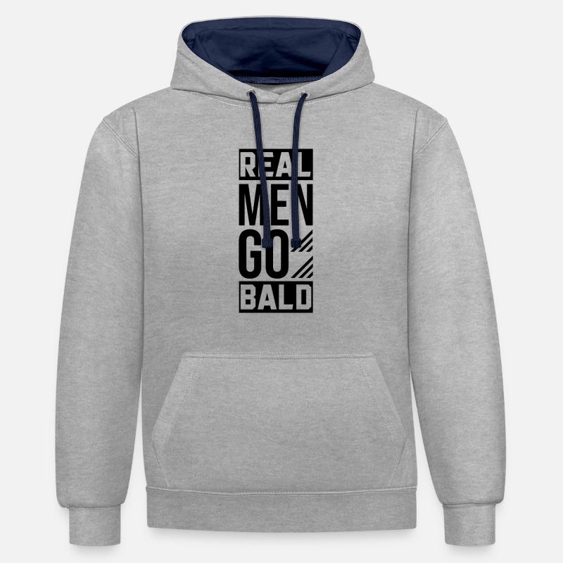 Pas de cheveux Coiffure Chauve - Sweat à capuche contrasté - gris chiné/bleu marine