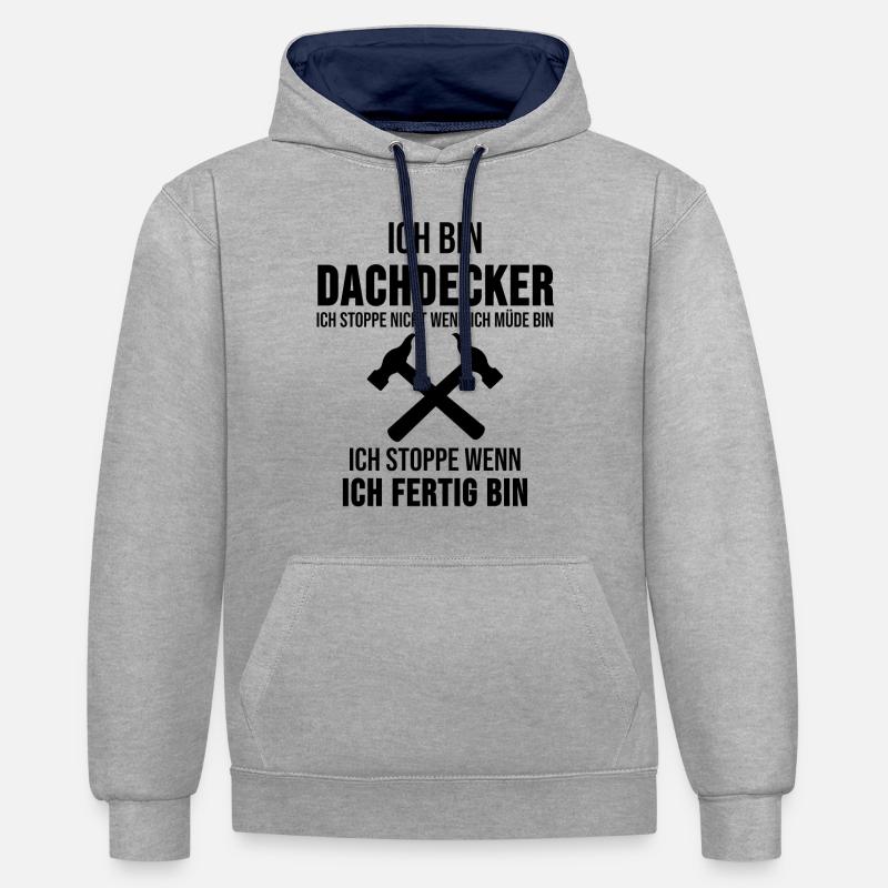 Dachdecker Handwerker Beruf Spruch Geschenk - Kontrast-Hoodie - Grau meliert/Navy