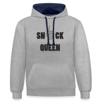 Süßigkeiten - Kontrast-Hoodie - Grau meliert/Navy - Vorne - Liana (172cm) & Jaron (178cm)