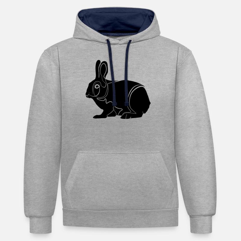 Lapin lapin - Sweat à capuche contrasté - gris chiné/bleu marine