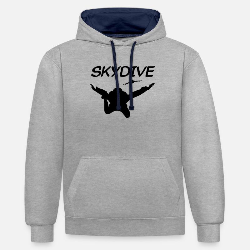 Skydive Parachutiste Skydiver Chute libre - Sweat à capuche contrasté - gris chiné/bleu marine