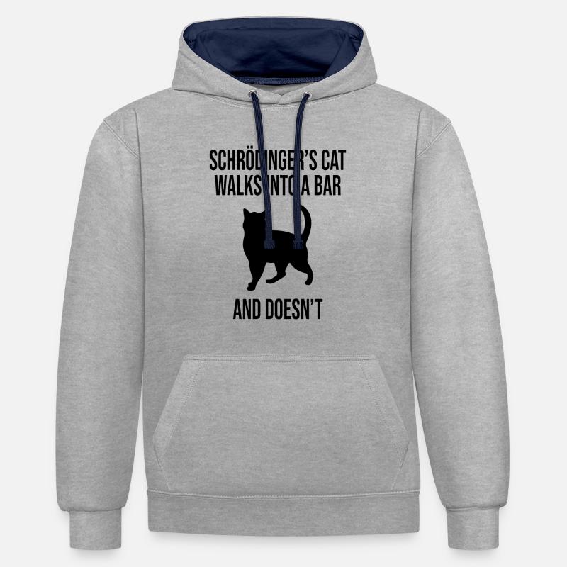 Le chat de Schrödinger - Sweat à capuche contrasté - gris chiné/bleu marine