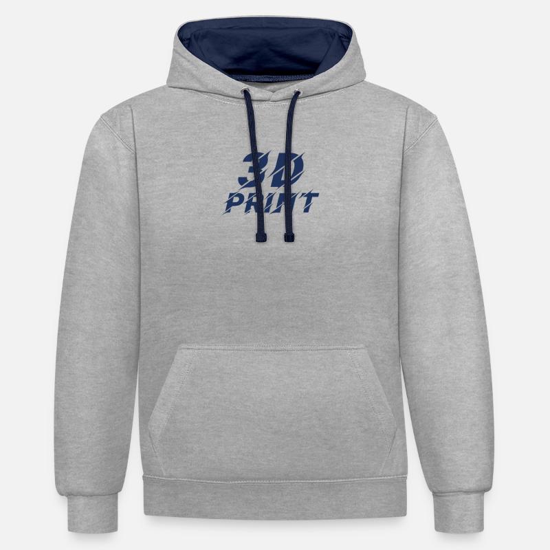 Imprimeur 3D Impression 3D - Sweat à capuche contrasté - gris chiné/bleu marine