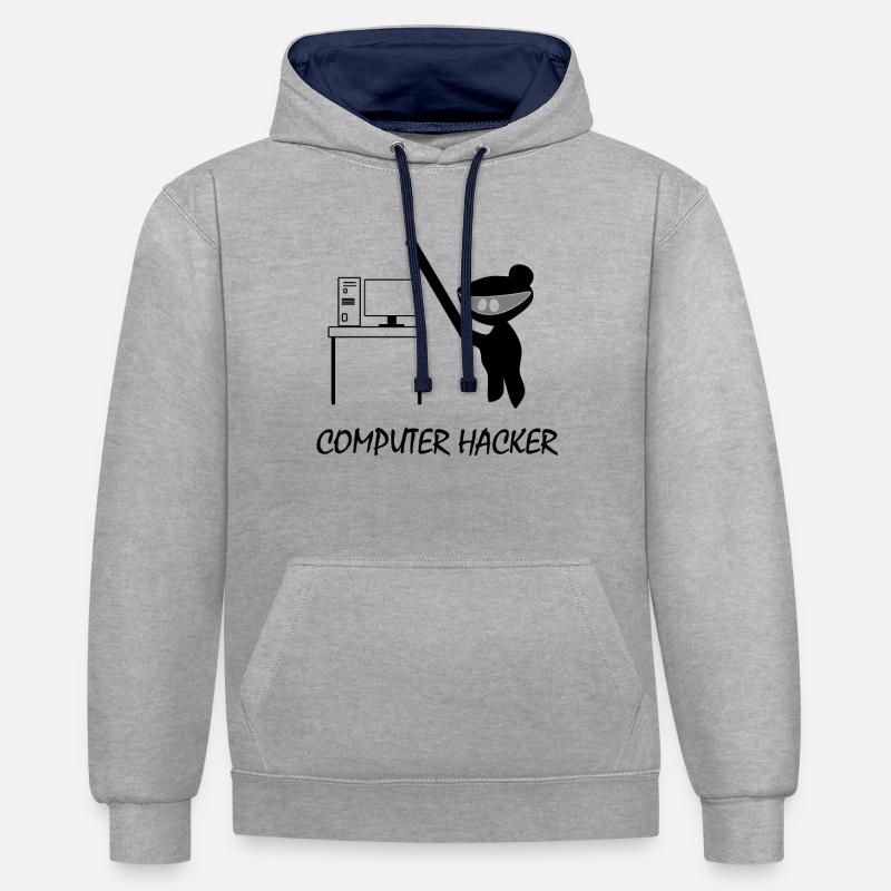 Hackers - Sweat à capuche contrasté - gris chiné/bleu marine