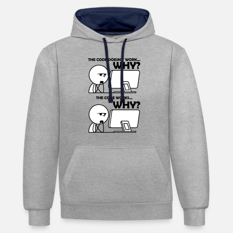 Programming Code Funny - Contrast hoodie - heather grey/navy