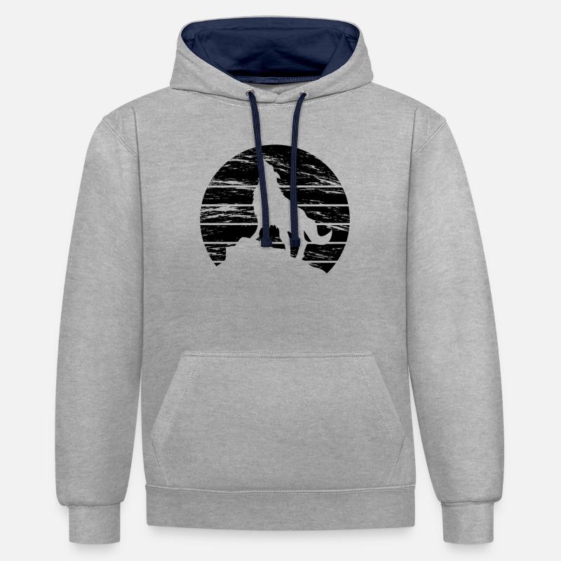 loup - Sweat à capuche contrasté - gris chiné/bleu marine