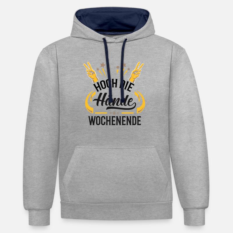 High hands. Weekend gift idea - Contrast hoodie - heather grey/navy
