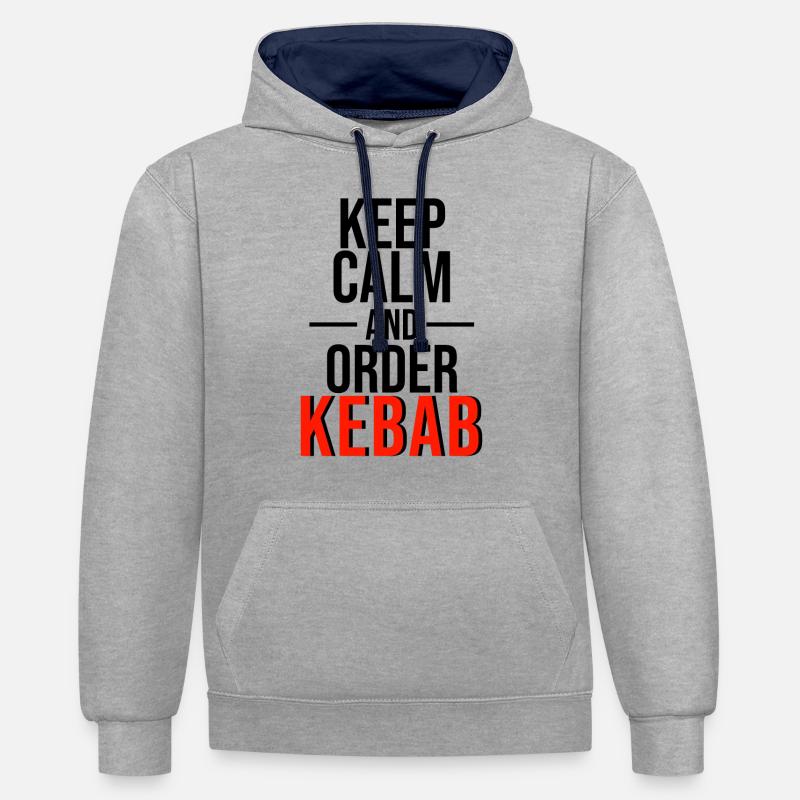 Commande kebab - Sweat à capuche contrasté - gris chiné/bleu marine
