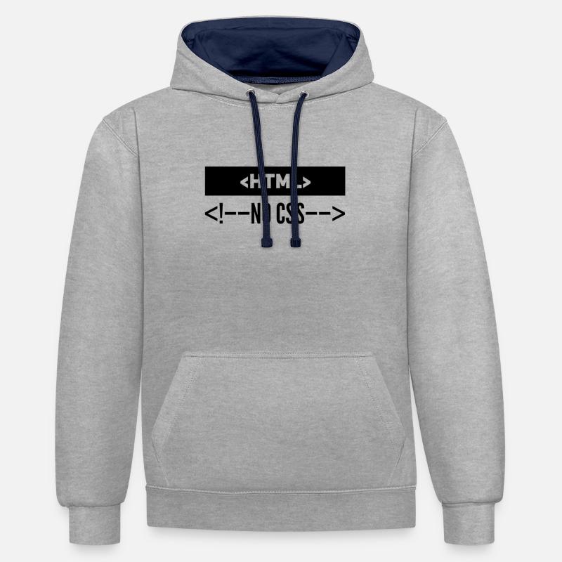 HTML Kein CSS - Kontrast-Hoodie - Grau meliert/Navy
