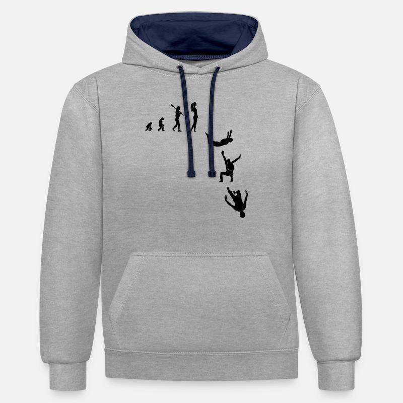Skydive Evolution Woman Freefly Sitfly Headdown - Kontrast-Hoodie - Grau meliert/Navy