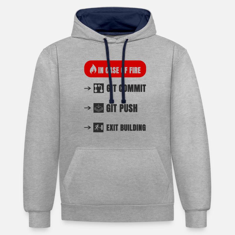 Feu de git - Sweat à capuche contrasté - gris chiné/bleu marine