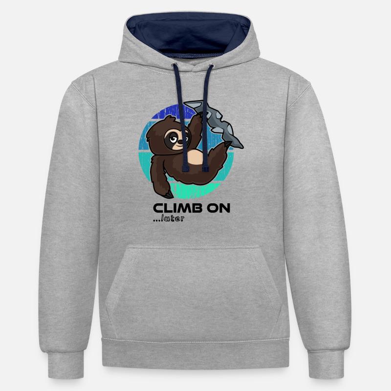 Escalade paresse - Sweat à capuche contrasté - gris chiné/bleu marine