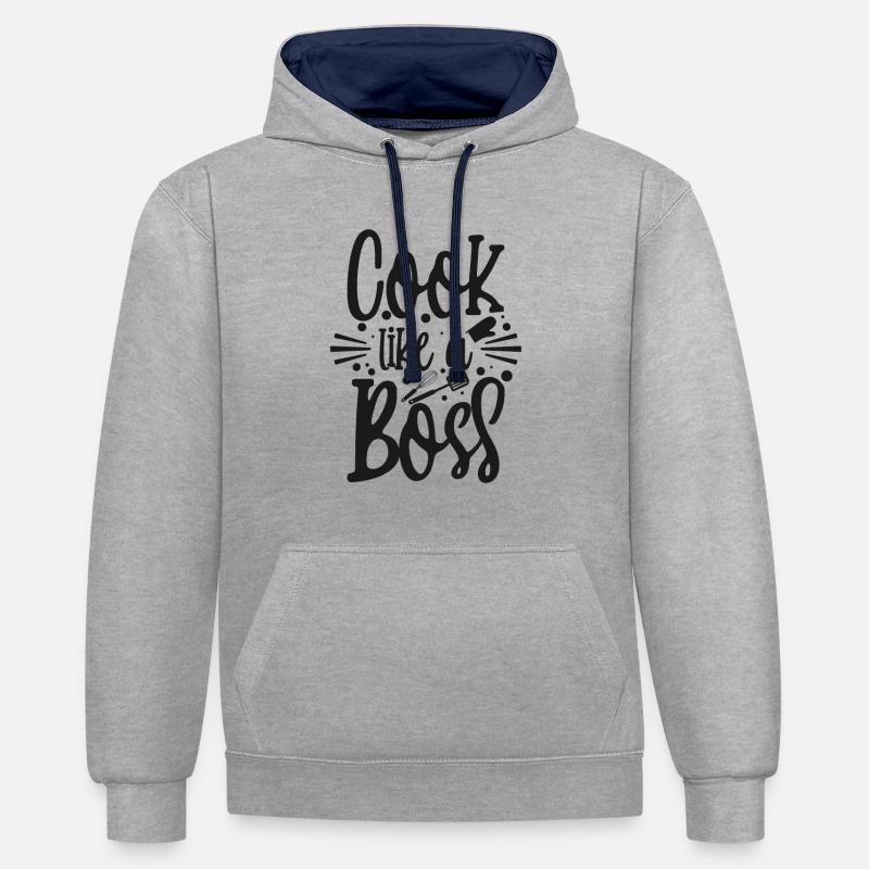 Cuisson - Sweat à capuche contrasté - gris chiné/bleu marine