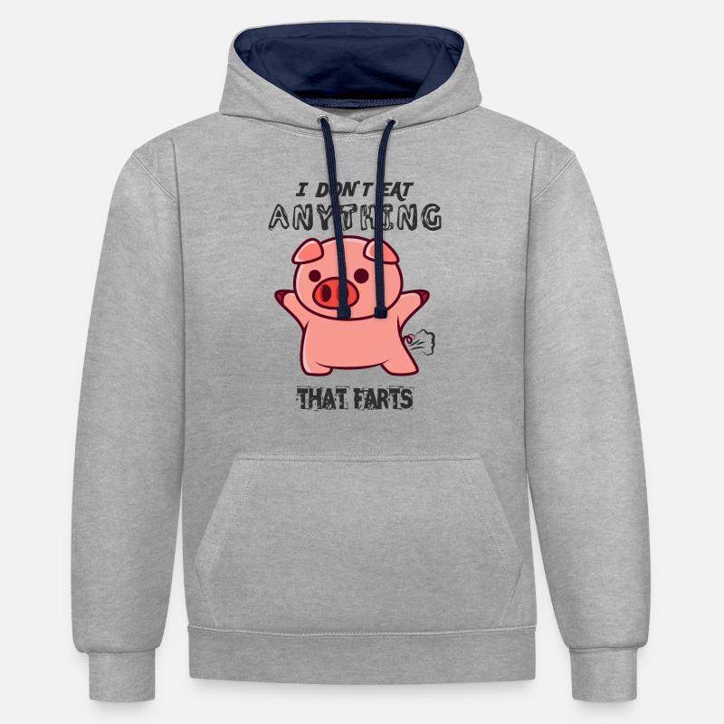 Pupsendes Manger Drôle - Sweat à capuche contrasté - gris chiné/bleu marine