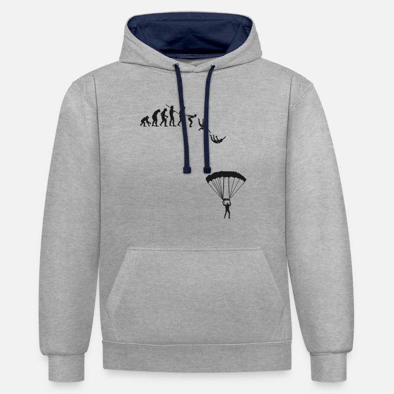 Evolution parachutiste - Sweat à capuche contrasté - gris chiné/bleu marine