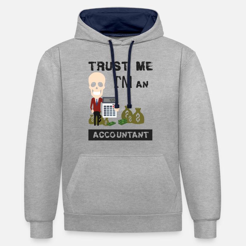 Comptable drôle - Sweat à capuche contrasté - gris chiné/bleu marine