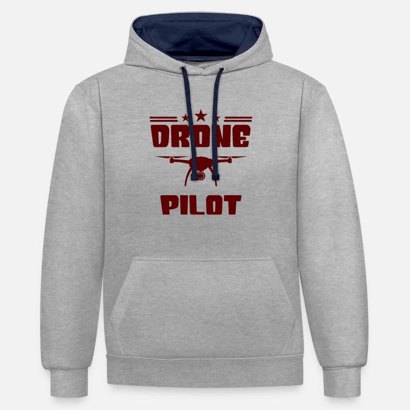 Pilote de drone drone volant - Sweat à capuche contrasté - gris chiné/bleu marine