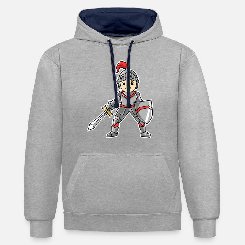 Chevalier - Sweat à capuche contrasté - gris chiné/bleu marine