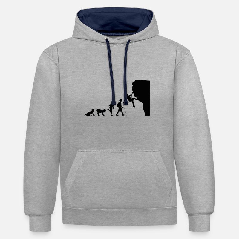 Kletternde Evolution - Kontrast-Hoodie - Grau meliert/Navy