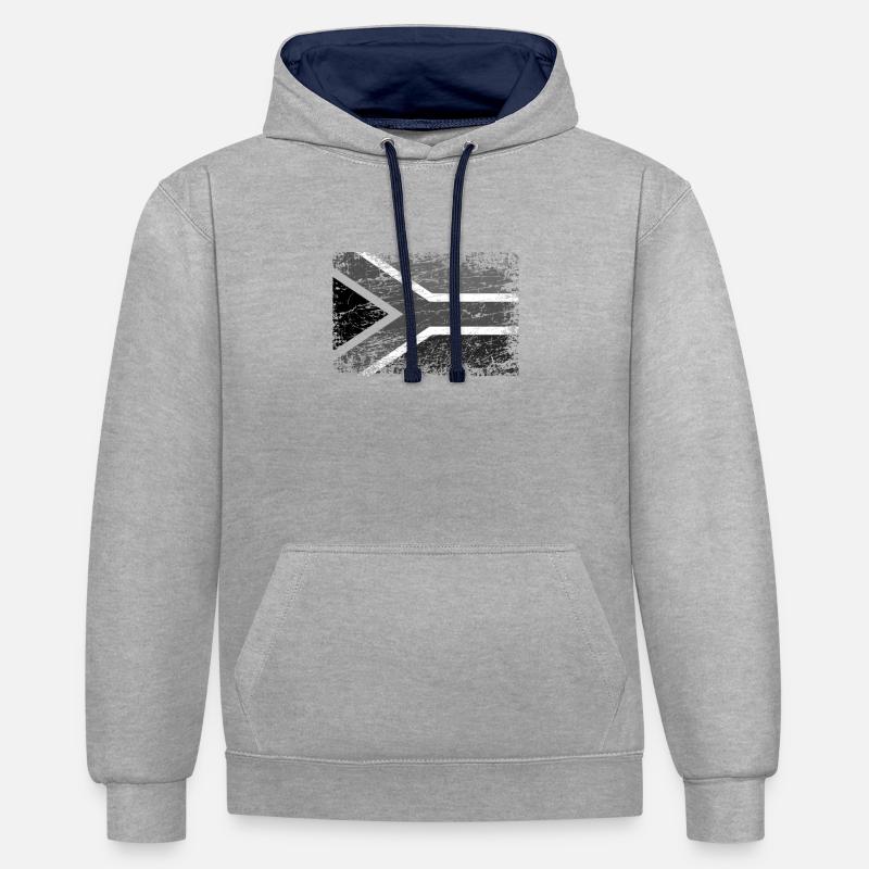 Drapeau de l'Afrique du Sud - Sweat à capuche contrasté - gris chiné/bleu marine