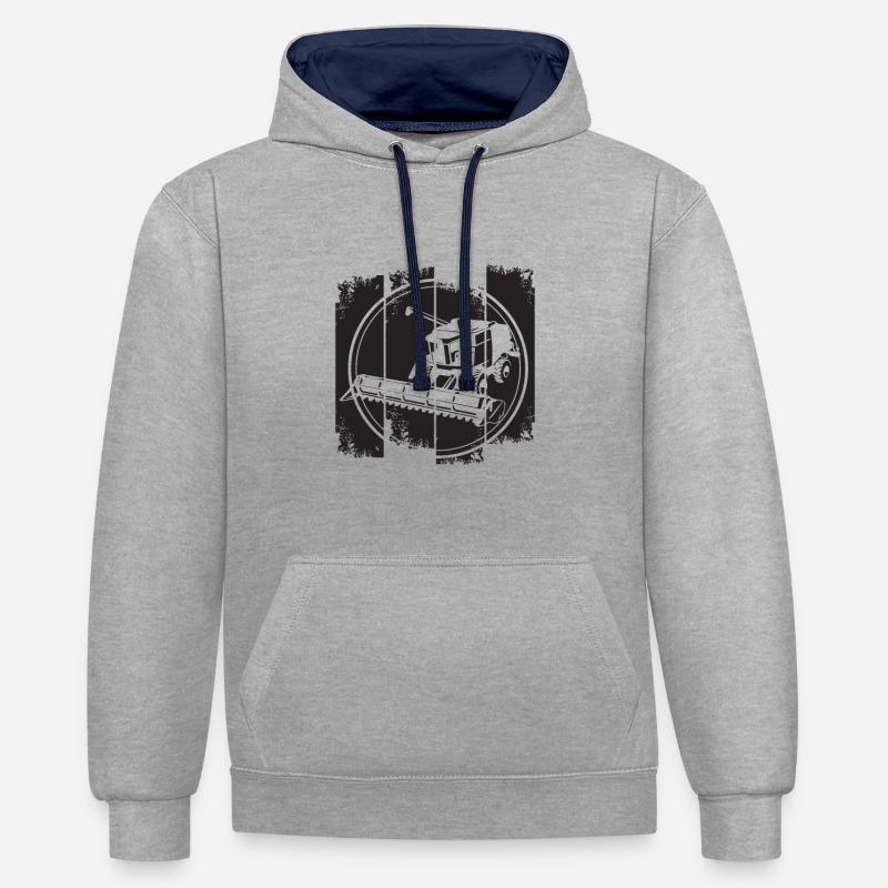 Moissonneuses-batteuses - Sweat à capuche contrasté - gris chiné/bleu marine