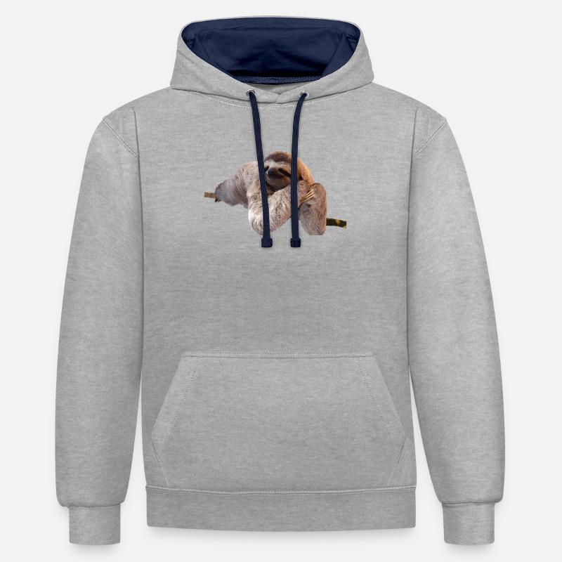 Faultier Sloth Geschenk Idee - Kontrast-Hoodie - Grau meliert/Navy