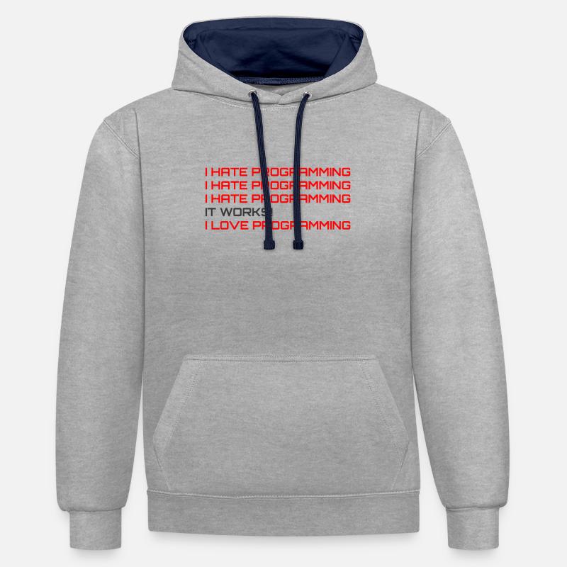 Computerprogrammierer Codierer Software Engineers Geschenk - Kontrast-Hoodie - Grau meliert/Navy