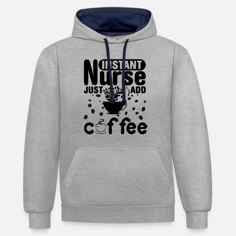 Infirmière infirmière - Sweat à capuche contrasté - gris chiné/bleu marine