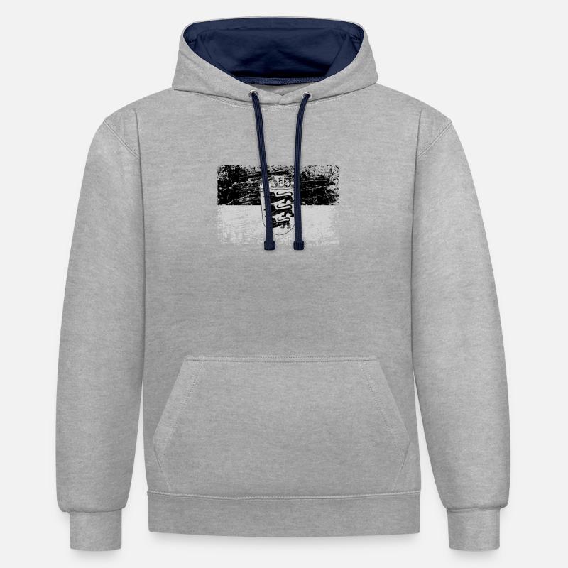 Bade-Wurtemberg Drapeau drapeau - Sweat à capuche contrasté - gris chiné/bleu marine