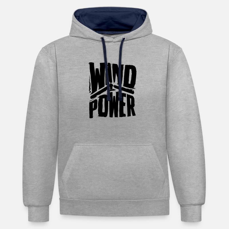 Énergie éolienne Énergie éolienne - Sweat à capuche contrasté - gris chiné/bleu marine