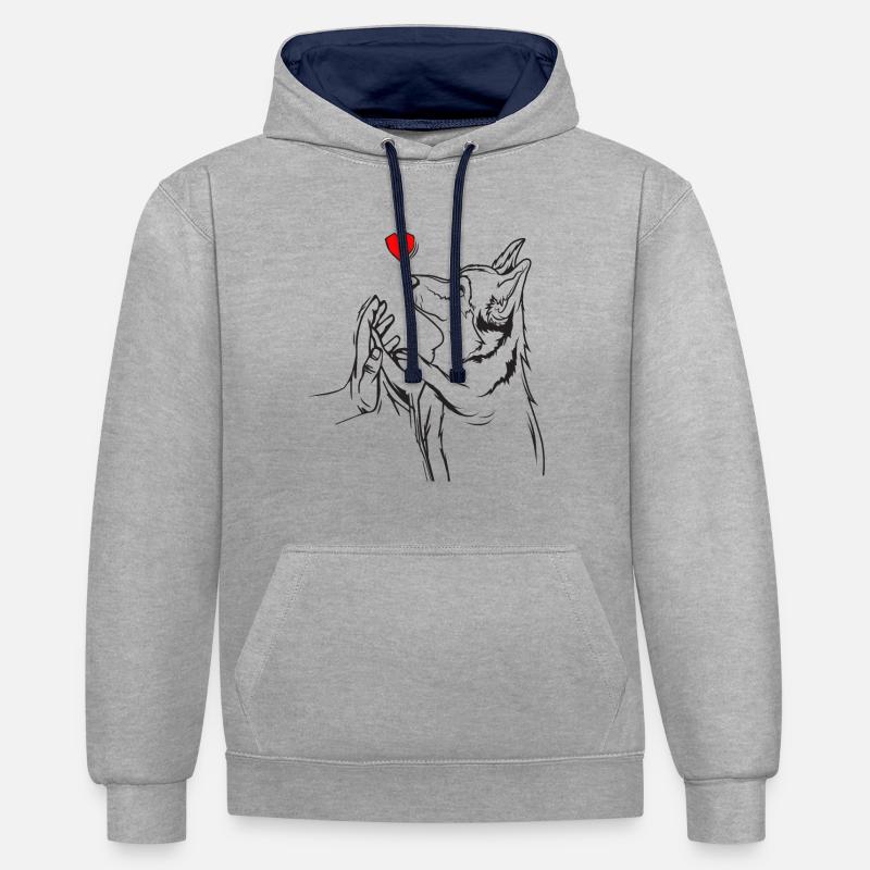 Corgi - Sweat à capuche contrasté - gris chiné/bleu marine