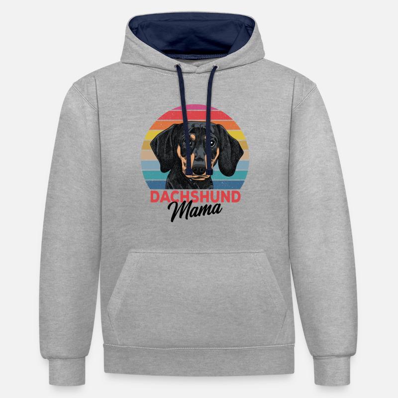 teckel - Sweat à capuche contrasté - gris chiné/bleu marine