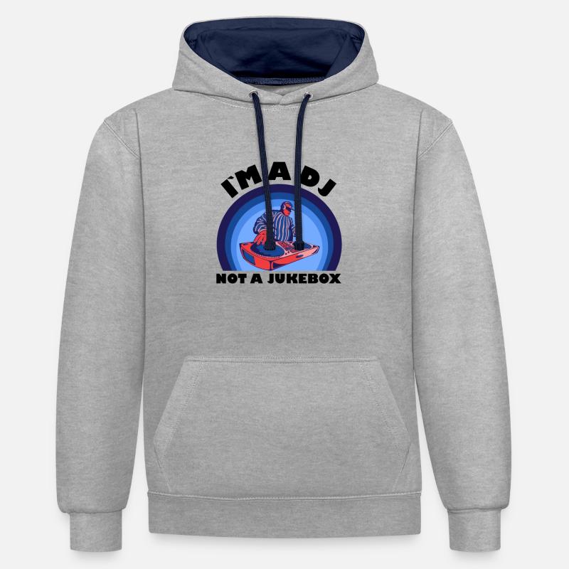 je suis un DJ pas un juke-box - Sweat à capuche contrasté - gris chiné/bleu marine