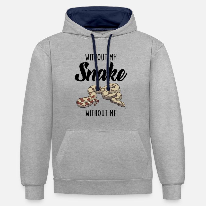 sans mon serpent sans moi - Sweat à capuche contrasté - gris chiné/bleu marine