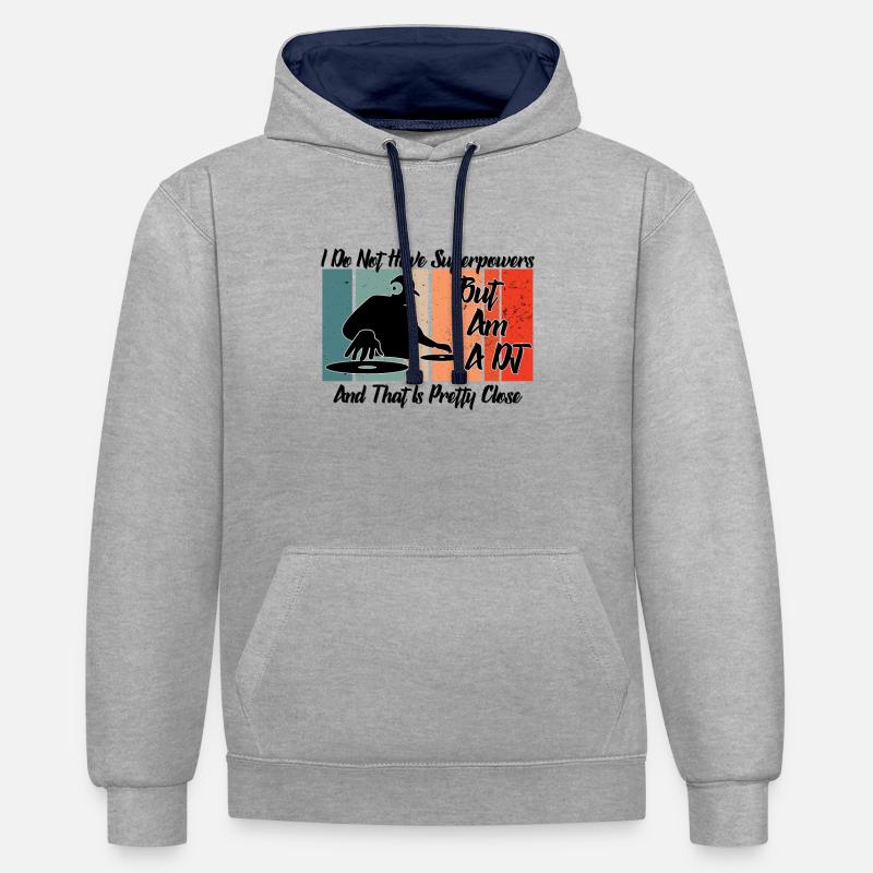 DJ Superpowers - Sweat à capuche contrasté - gris chiné/bleu marine