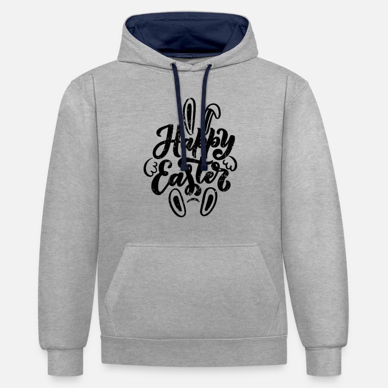 Happy Easter - Ostern Geschenkidee - Kontrast-Hoodie - Grau meliert/Navy