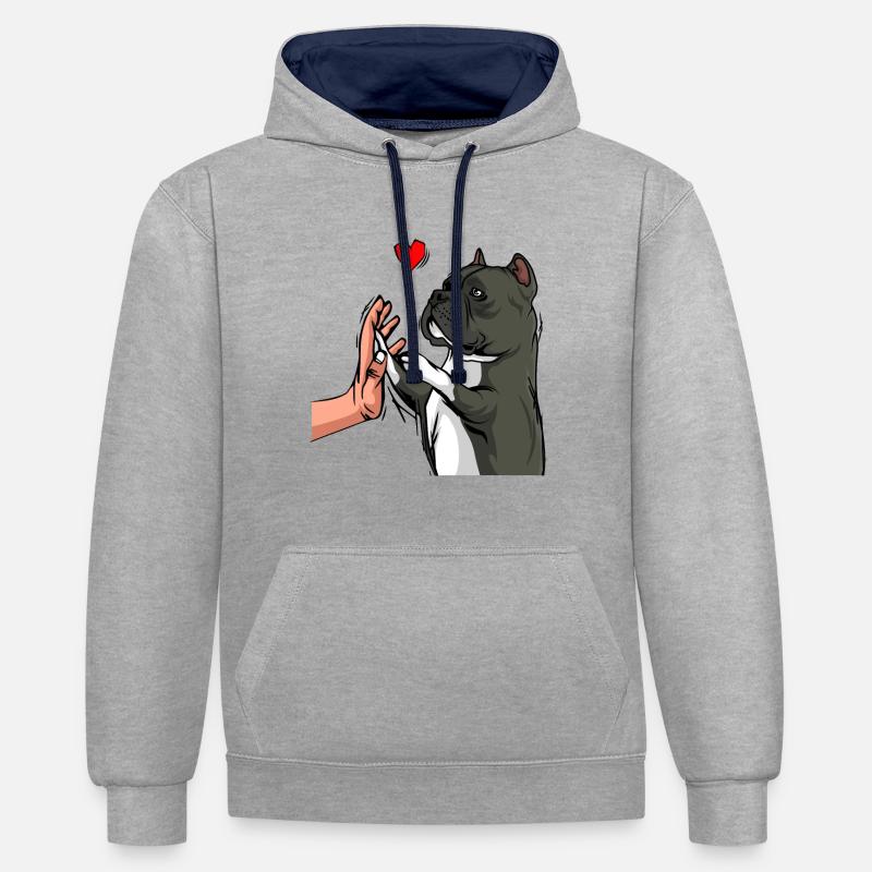 American Bully amour chiens Maman - Sweat à capuche contrasté - gris chiné/bleu marine