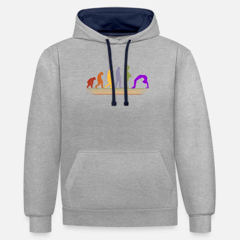 Yoga Evolution Meditation Contrology - Sweat à capuche contrasté - gris chiné/bleu marine