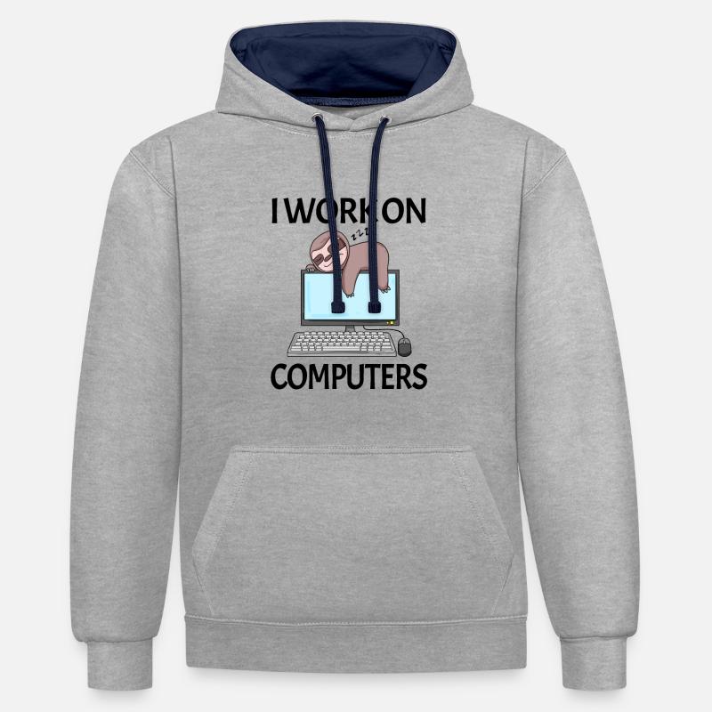 Computer Nerd Programmer Men Gift - Contrast hoodie - heather grey/navy
