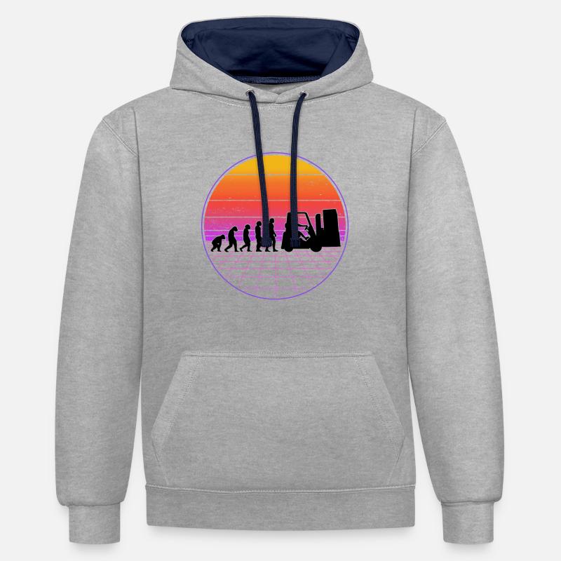 Staplerfahrer Evolution Vaporwave Gabelstapler - Kontrast-Hoodie - Grau meliert/Navy