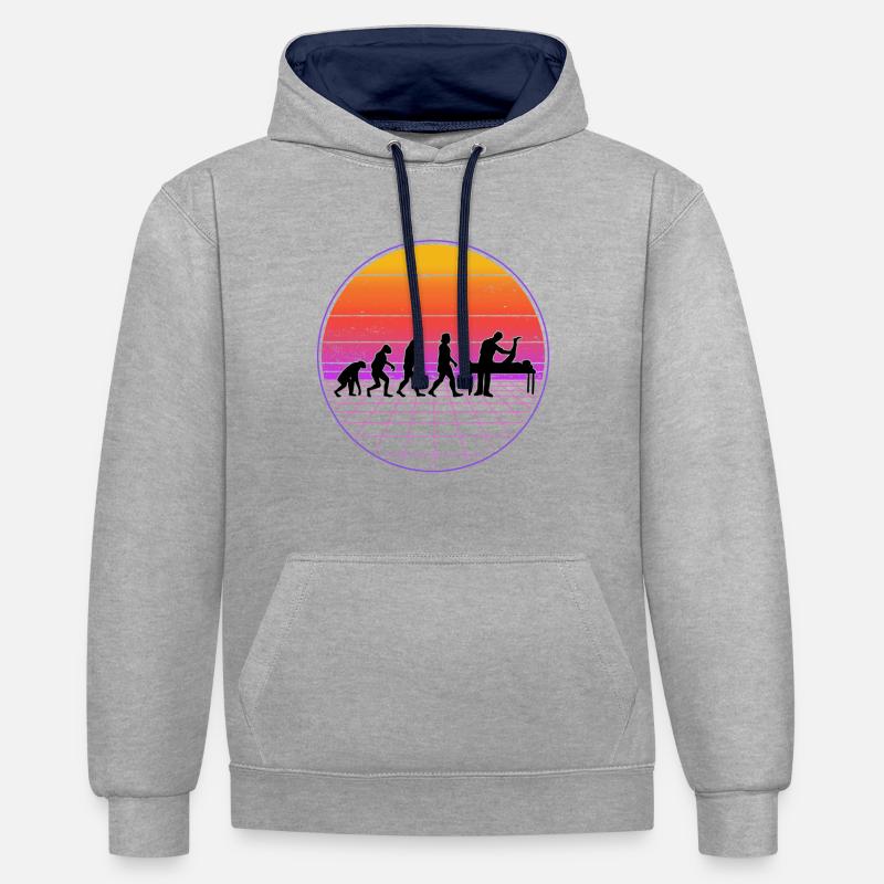 Physiothérapeute Evolution Vaporwave Physio - Sweat à capuche contrasté - gris chiné/bleu marine