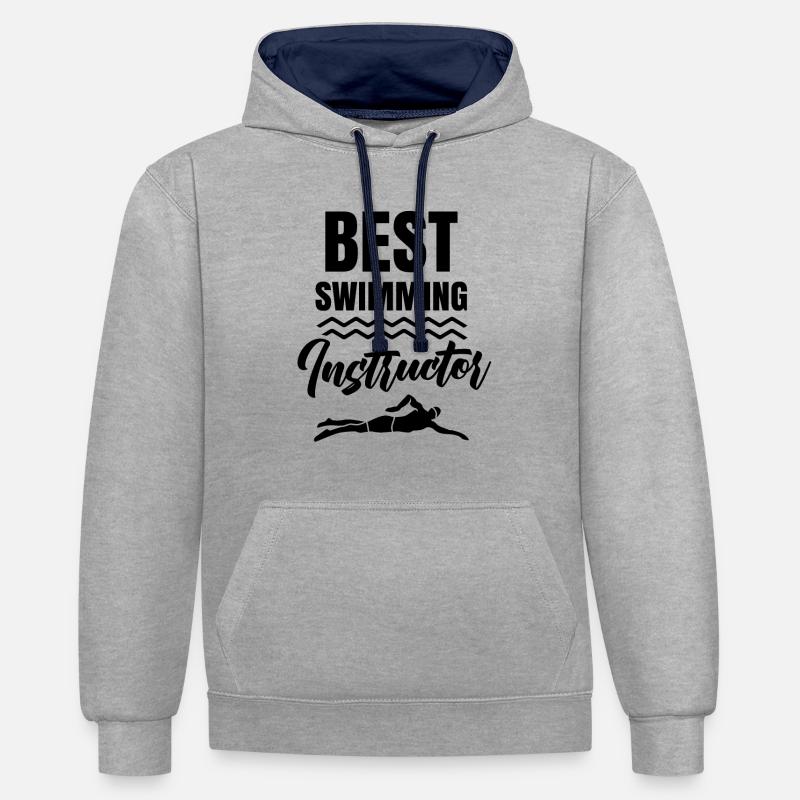 Meilleur instructeur de natation Coach - Sweat à capuche contrasté - gris chiné/bleu marine