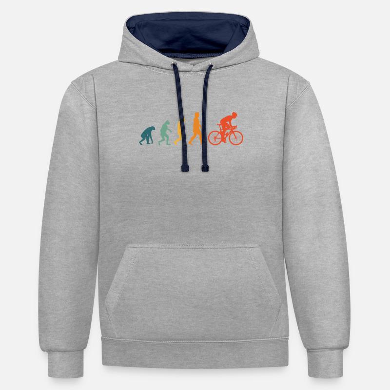 Vélo Evolution Rétro Cyclisme Cyclisme - Sweat à capuche contrasté - gris chiné/bleu marine