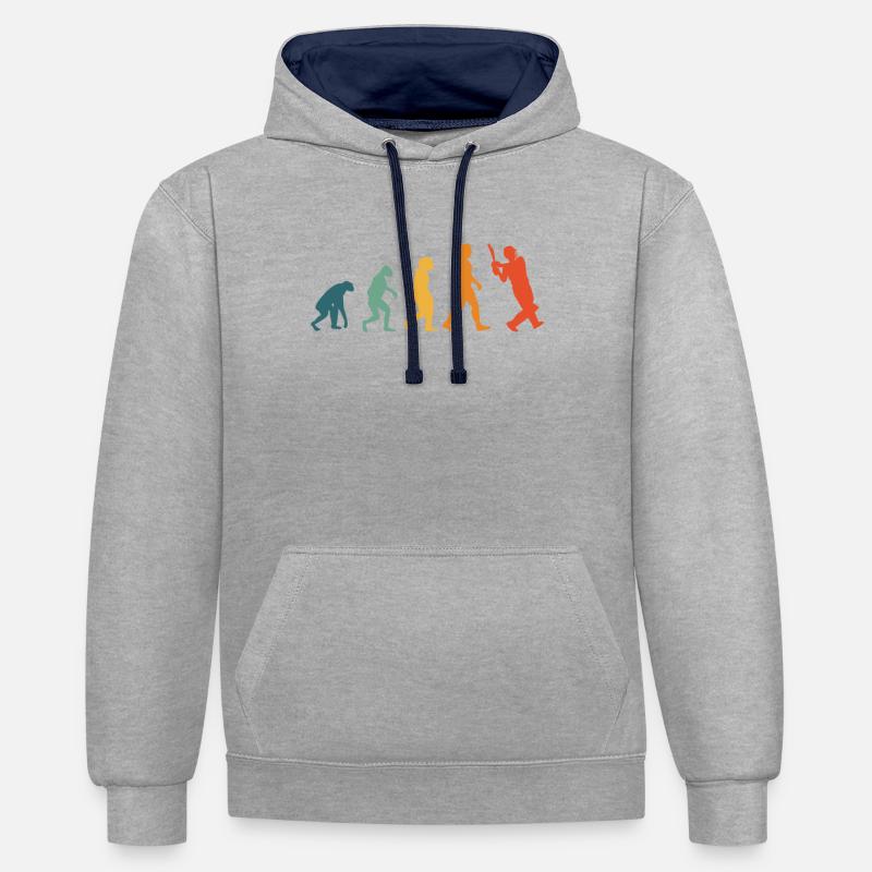 Cricket Evolution rétro cricket - Sweat à capuche contrasté - gris chiné/bleu marine