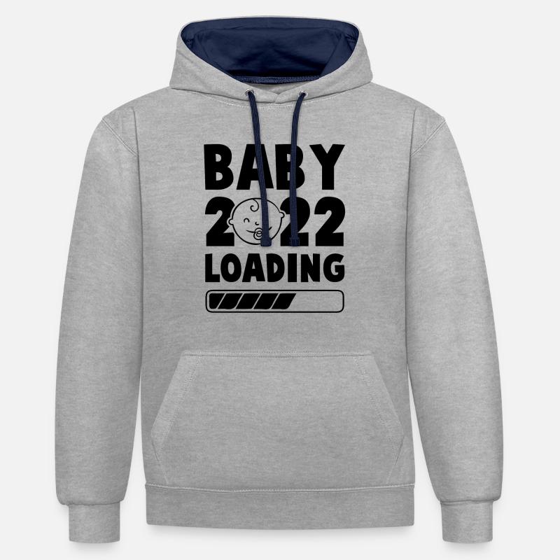 bébé 2022 loading - Sweat à capuche contrasté - gris chiné/bleu marine
