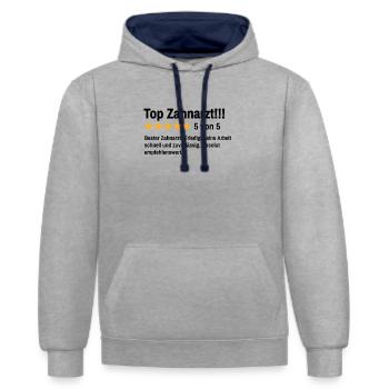 Zahnarzt Zahntechniker Lustiger Spruch Zahnmedizin - Kontrast-Hoodie - Grau meliert/Navy - Vorne - Liana (172cm) & Jaron (178cm)
